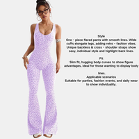 Combinaison sans couture à pattes évasées à imprimé léopard, style le plus récent, dos nu, bretelles croisées, une pièce, combinaison de yoga pour femmes