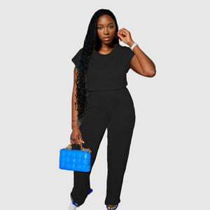 ชุดเซ็ต 2 ชิ้น แฟชั่นลำลอง แขนสั้น สีพื้น ดีไซน์ใหม่ ทันสมัย - Product Image 2