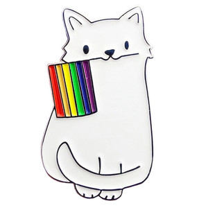 Broche de drapeau <span class=keywords><strong>arc</strong></span>-<span class=keywords><strong>en</strong></span>-<span class=keywords><strong>ciel</strong></span> <span class=keywords><strong>en</strong></span> métal LGBT personnalisé, dessin animé émail chat Pride - Product Image 3