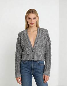 <span class=keywords><strong>Cardigan</strong></span> Corto da Donna, Serie Medievale in Fibra di <span class=keywords><strong>Viscosa</strong></span> con Scollo a V e Tessitura a Filo - Product Image 1