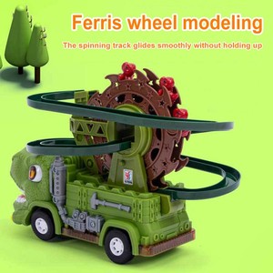 QY Dinosaurio Eléctrico con Tobogán, Música y Rompecabezas, Coche de Juguete, Montaña Rusa y Noria, Regalo de Cumpleaños y Navidad, de Plástico - Product Image 6