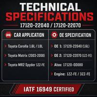 Collecteur d'admission de haute qualité 17120-22040 17120-22070 pour Toyota Corolla 1.6/1.8L, Matrix (03-08), MR2 Spyder 1ZZ-FE 3ZZ-FE