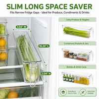 Boîte de rangement alimentaire moderne en plastique sans BPA, empilable, avec couvercle et poignée, organisateur de boissons pour réfrigérateur, design multifonctionnel