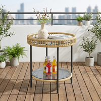 Ensemble de canapé de balcon en rotin de style américain pour l'extérieur, avec table basse trois pièces et chaise individuelle pour cour/jardin