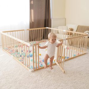 Grand <span class=keywords><strong>parc</strong></span> pour <span class=keywords><strong>bébé</strong></span> <span class=keywords><strong>pliable</strong></span> en <span class=keywords><strong>bois</strong></span>, barrière de sécurité réglable, design moderne pour la maison, l'école, le <span class=keywords><strong>parc</strong></span>, la salle à manger, pour bébés et tout-petits - Product Image 1