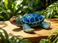 Figurines de tortue de mer en polyrésine peintes à la main, mini-ornement animal marin, souvenir touristique de plage, décoration de table à domicile, cadeau