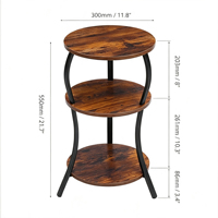 Table d'appoint moderne en bois à 3 niveaux avec coins arrondis, petite table basse, support pour plantes, étagère de rangement, meuble pour salle à manger, chambre et maison