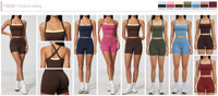 Ensemble 2 pièces pour femme : Débardeur de sport dos croisé à blocs de couleur et Jupe taille haute effet push-up pour le tennis, le fitness et le yoga