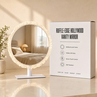 Miroir de maquillage rond en cristal blanc avec lumières LED 40 cm, 3 modes de couleur, variateur d'intensité, capteur tactile, rotation à 360°