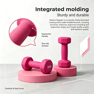 Haltère hexagonal en PVC enduit <span class=keywords><strong>de</strong></span> 2 kg avec surface antidérapante et plateau <span class=keywords><strong>de</strong></span> rangement, design compact pour les petites salles <span class=keywords><strong>de</strong></span> sport à domicile et les appartements - Product Image 3