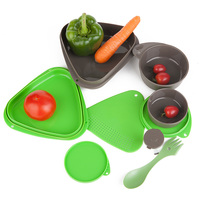 Kit de vaisselle de camping portable tout-en-un en plastique PP, durable, écologique, design moderne, pour une utilisation en extérieur et à la maison, vaisselle essentielle