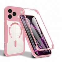 C0225 Anti-rayures Transparent Magnétique 360° °   Coque de téléphone intégrale pour iPhone 17 Air 16 15 14 13 12 11 18 Pro Max