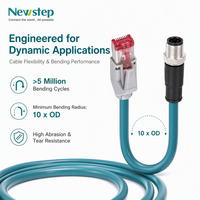 Câble Ethernet industriel M12 à code A 8 broches vers RJ45 Cat6A, cordon blindé haute vitesse 10 Gbit/s, 100 % testé pour l'intégrité du signal