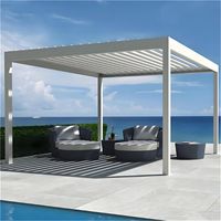 Pergola de balcon de luxe avec éclairage LED ambiant, fonctionnement motorisé, finition durable résistante aux intempéries, revêtement en poudre pour une utilisation toute l'année