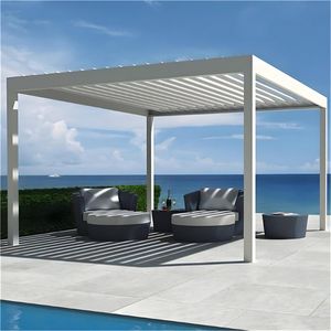 Pérgola de lujo para patio trasero con iluminación LED ambiental, acabado resistente a la intemperie y operación flexible para uso durante todo el año. - Product Image 2