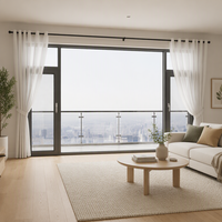 Fenêtre à battant pour balcon, à ouverture directe vers l'extérieur, avec vue centrale, et configuration de vitrage personnalisée pour chambre et chambre d'amis