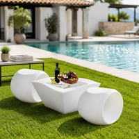 Table basse carrée en plastique pour jardin, table imperméable pour ensemble de canapés de villa