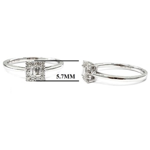 Hong Kong Drop Shipping bonne qualité personnalisé 18k solide or blanc véritable diamant princesse mince cluster anneaux pour femme fiançailles - Product Image 2