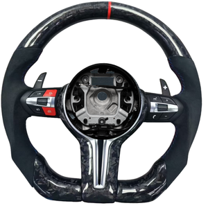 Volant en fibre de carbone forgé personnalisé pour <span class=keywords><strong>BMW</strong></span> F30 F10 M5 F90 F20 X5 E70 X6 E71 E46 M3 E39 E60 E92 M4 F36 F32 - Product Image 1