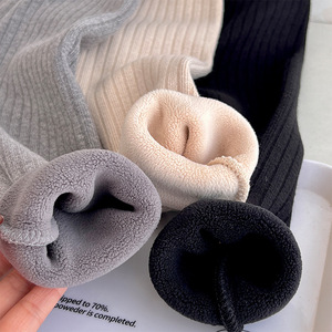 Girls Leggings Fleece Lined Thickened Warm Winter Pants Solid Color Knitted Cotton Childrens Pants - Product Image 4