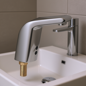 Robinet de lavabo automatique sans contact à détecteur de mouvement, monotrou, en laiton chromé, design moderne - Product Image 2