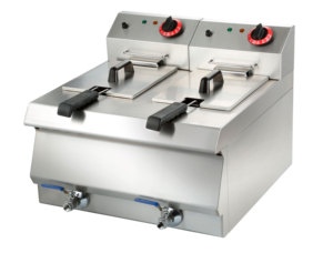 Friteuse électrique professionnelle à double cuve, friteuse de table avec drain d'huile pour restaurant, cuisine, camion de restauration, équipement de traiteur - Product Image 1