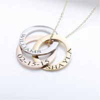 Yiwu Aceon En Acier Inoxydable 3 Cercle Collier Cadeau Rondelle Gravable Délicats et Verrouillage Rondelle Collier