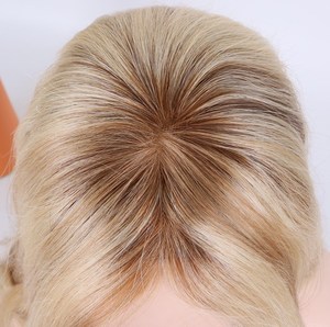 Cheveux naturels pour femmes, 100% blond, coloration vierge, usine européenne, mono top, toupet, dentelle - Product Image 5
