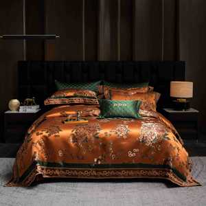Four-Piece Bedding Set 1.8m Bed Cotton Jacquard Satin Embroidery Floral Pattern Court Style Light Luxury - Product Image 1