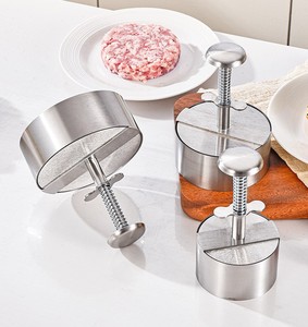 Presse à viande en acier inoxydable pour hamburgers, moule à boulettes de riz, outil de cuisine, presse à galettes ronde, logo personnalisable - Product Image 5