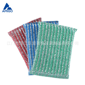 Amigo Steel Wool Scouring Pad Stripe Pattern Thick <b>Kitchen</b> Cleaning <b>Cloth</b> For Pots And Pans - Product Image 1