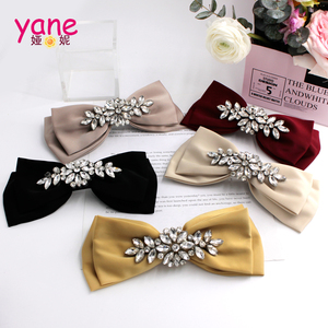 אופנה חדשה 17.5 ס "מ יפן סגנון קוריאני קטעי שיער שחור קשת קריסטל גודל גדול שיער סיכות מתכת סאטן חומר - Product Image 1