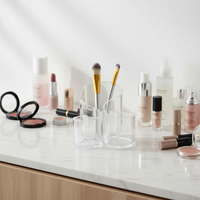 Boîte de rangement pour maquillage en gros, en acrylique transparent, avec 3 compartiments, ensemble d'organisateurs de cosmétiques empilables