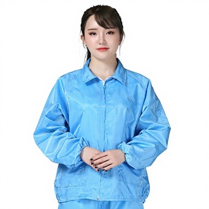 Blouse de protection antistatique ESD de niveau D <span class=keywords><strong>Fairtech</strong></span>, bleue et blanche, à coutures soudées, en polyester, pour salle blanche et laboratoire - Product Image 1