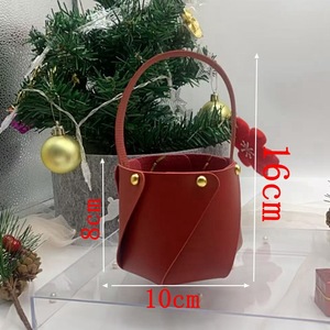 Boîte cadeau de Noël pour emballage, sac cadeau créatif, seau à main en cuir PU avec cordon de serrage pour la veille de Noël - Product Image 3