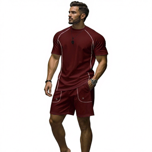 Ensemble de survêtement sportif décontracté pour homme, 2 pièces, respirant, léger, uni, avec poches latérales - Product Image 1