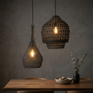 Pièce décorative suspendue tissée artisanale, style bohème moderne, décoration de plafond tissée, accent décoratif suspendu en maille métallique faite à la main - Product Image 3