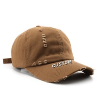 Gorra de béisbol personalizada vintage desgastada suave superior bordado a mano Terry espiga rayas hoja Formal Dobby negocios étnico