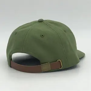Bonés de beisebol com alça de couro de alta qualidade, chapéu de lona personalizado com logotipo bordado, chapéu de lona com 5 painéis