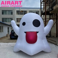 Mascotte gonflable de Halloween personnalisée en forme de fantôme de dessin animé, modèle de ballon fantôme gonflable à dégradé de couleurs pour la décoration des centres commerciaux en période des fêtes
