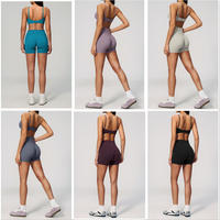 Tenues de yoga personnalisées pour femmes, ensemble 2 pièces, short de sport et soutien-gorge de sport, vêtements de sport en spandex, ensemble sexy pour la salle de sport