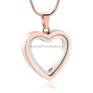 Colgante de urna de corazón de acero inoxidable pulido - Joyería conmemorativa para cenizas rellenables - Product Image 4