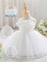 Robe de bal formelle blanche pour bébé fille MQATZ avec perles et fleurs, longueur genou, en satin, pour fête AL3183XZ