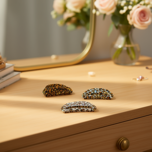 Fermaglio per capelli a mezza luna con stampa leopardata da 10,5 cm per donna, accessorio di moda - Product Image 2