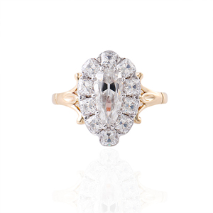 Bague de fiançailles en or jaune massif 14 carats de haute qualité <span class=keywords><strong>Provence</strong></span> avec moissanite VVS pour femme, taille poire 10*5mm couleur D, sertissage en barrette - Product Image 1