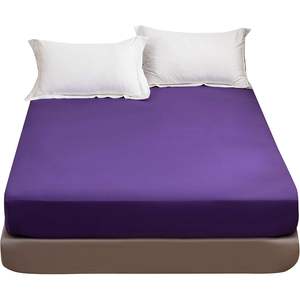 Drap-housse Royal Purple Queen 60x80 pouces, poches profondes, en coton, pour usage domestique, couleur unie, doux et respirant, protège-matelas - Product Image 6