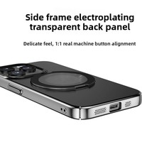 Étui magnétique rotatif électroplaqué pour iPhone 16 Pro Max, coque de protection avec support de bureau style européen et américain tendance