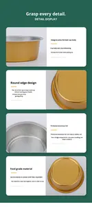 Conteneur en aluminium pour dessert en forme de gâteau rose de 150 ml, barquette en aluminium pour yaourt, gobelets de cuisson en aluminium jetables carrés avec couvercles - Product Image 6