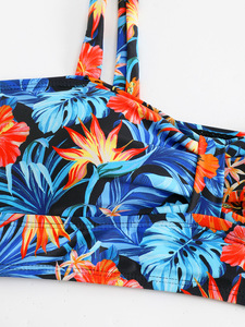 Bikini con estampado de flores para niñas, traje de baño de dos piezas, pantalones cortos para niños, traje de baño para niños de 13 a 16 años, traje de baño para <span class=keywords><strong>adolescentes</strong></span>, ropa de playa y piscina - Product Image 3