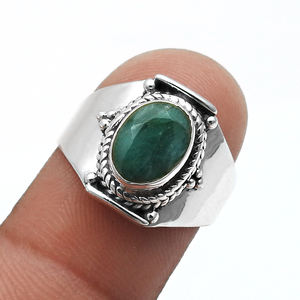 Joyería fina, anillos de piedras preciosas de piedra de nacimiento de Esmeralda Natural de Plata de Ley 925 para mujer, joyería hecha a mano, anillos de plata al por mayor OEM - Product Image 1